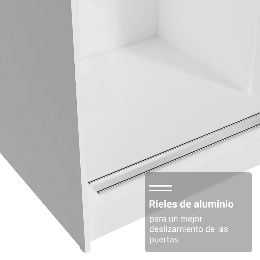 Placard Matrimonial con Patas 180 cm 3 Puertas con 3 Espejos Reno Blanco - Image 6