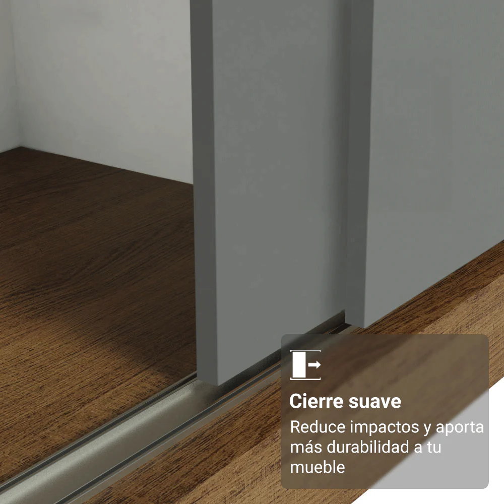 Placard Matrimonial con Patas 180 cm 3 Puertas con 3 Espejos Reno Marrón/Gris - Image 5