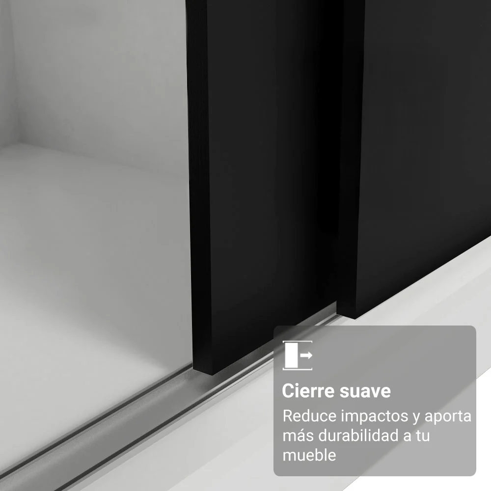 Placard Matrimonial con Patas 180 cm 3 Puertas con Espejo Reno Blanco/Negro - Image 5