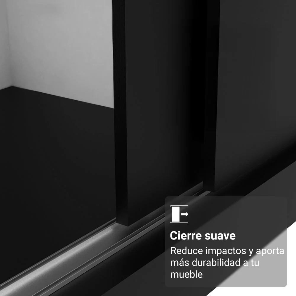 Placard Matrimonial con Patas 180 cm 3 Puertas con Espejos Reno Negro - Image 5