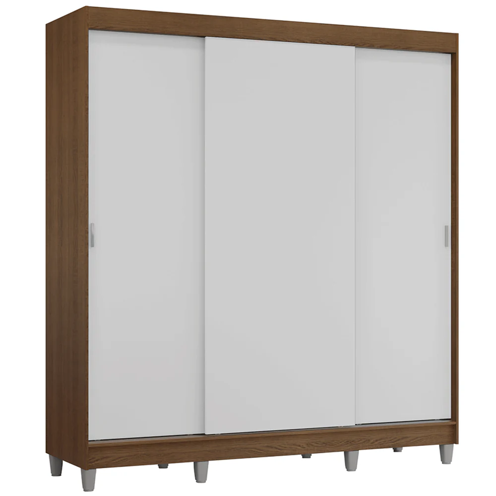 Placard Matrimonial con Patas 180 cm 3 Puertas Reno Marrón/Blanco - Image 3