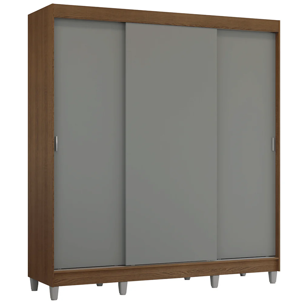 Placard Matrimonial con Patas 180 cm 3 Puertas Reno Marrón/Gris - Image 3