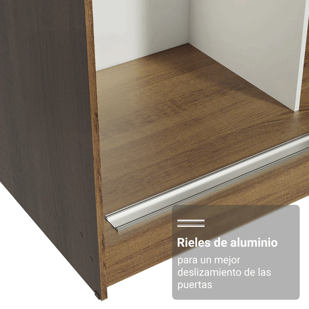 Placard Matrimonial con Patas 180 cm 3 Puertas Reno Marrón/Gris - Image 6