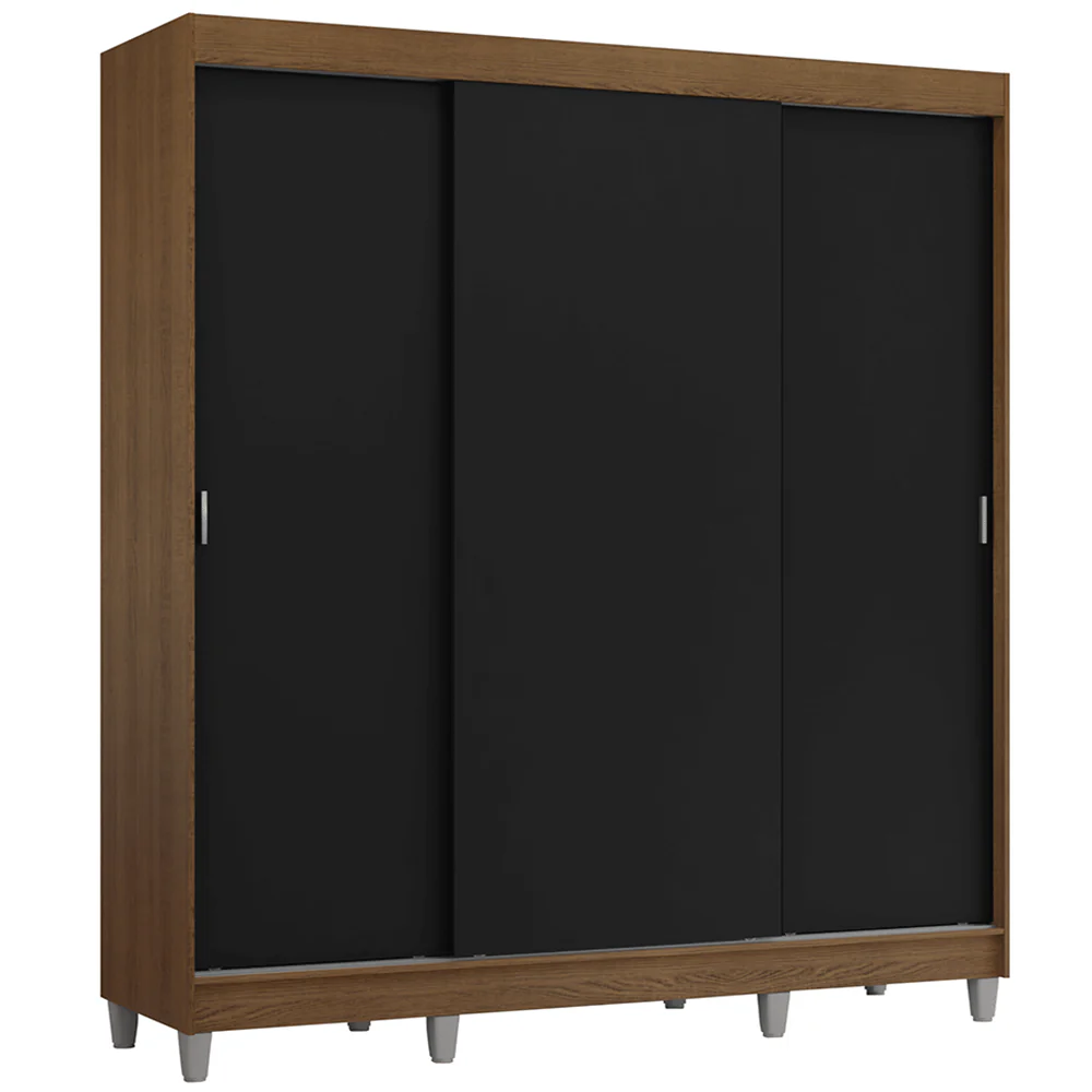 Placard Matrimonial con Patas 180 cm 3 Puertas Reno Marrón/Negro - Image 3