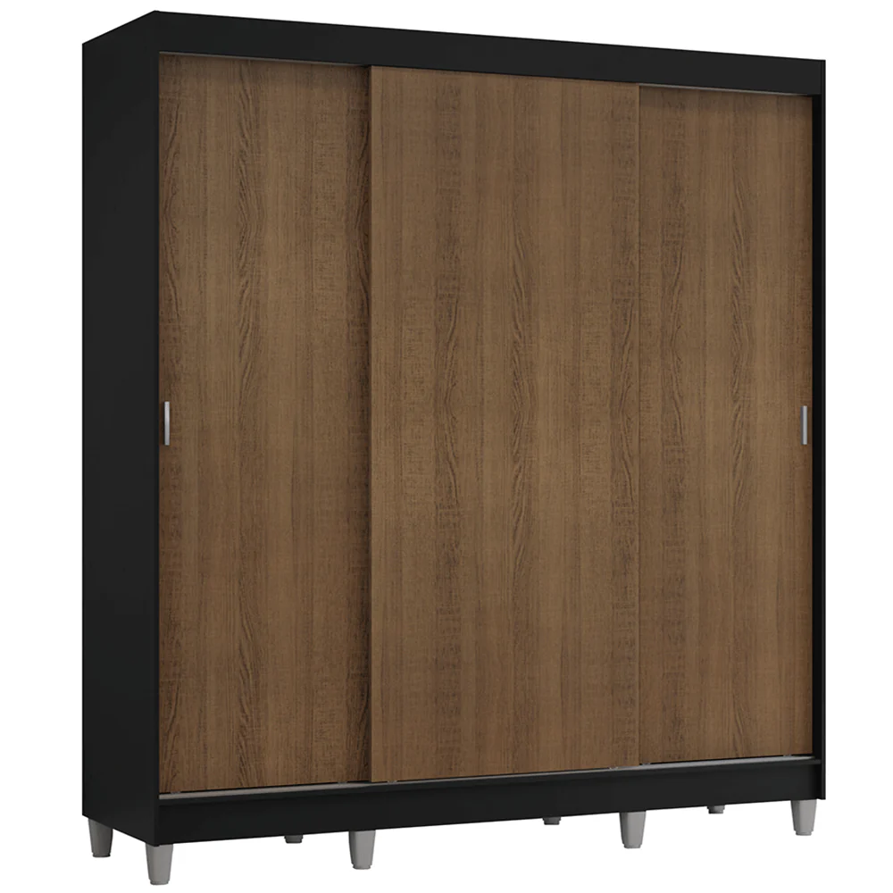 Placard Matrimonial con Patas 180 cm 3 Puertas Reno Negro/Marrón - Image 3