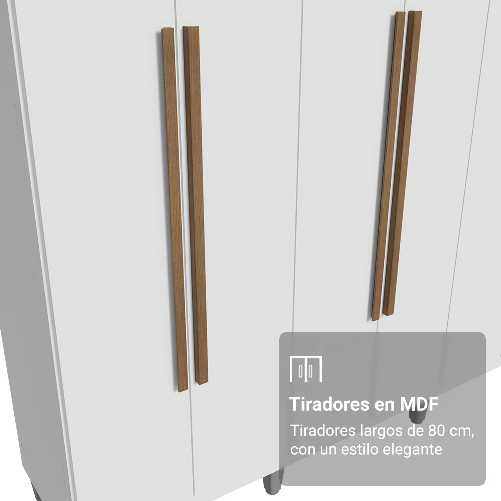 Placard Matrimonial con Patas 6 Puertas Batientes Venus Blanco/Blanco/Marrón - Image 6