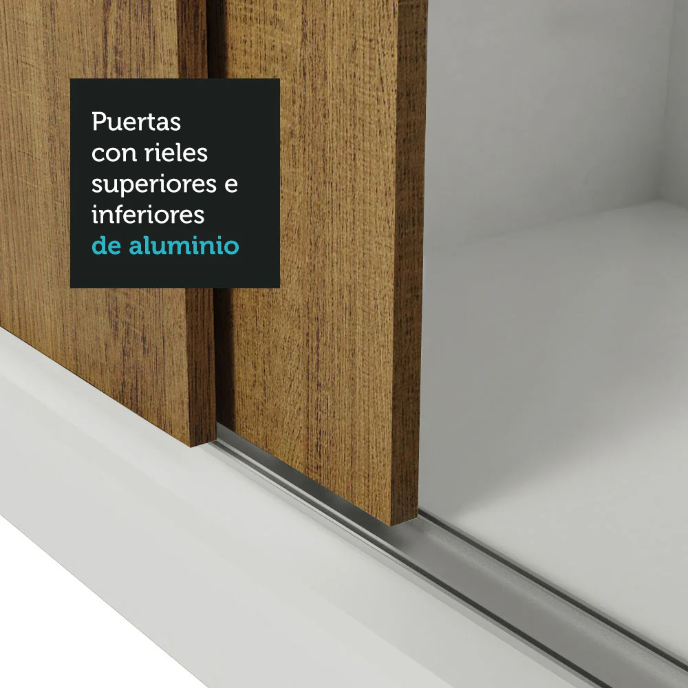 Placard Matrimonial Lyon Plus 3 Puertas Corredizas 4 Cajones Blanco/Marrón - Image 8
