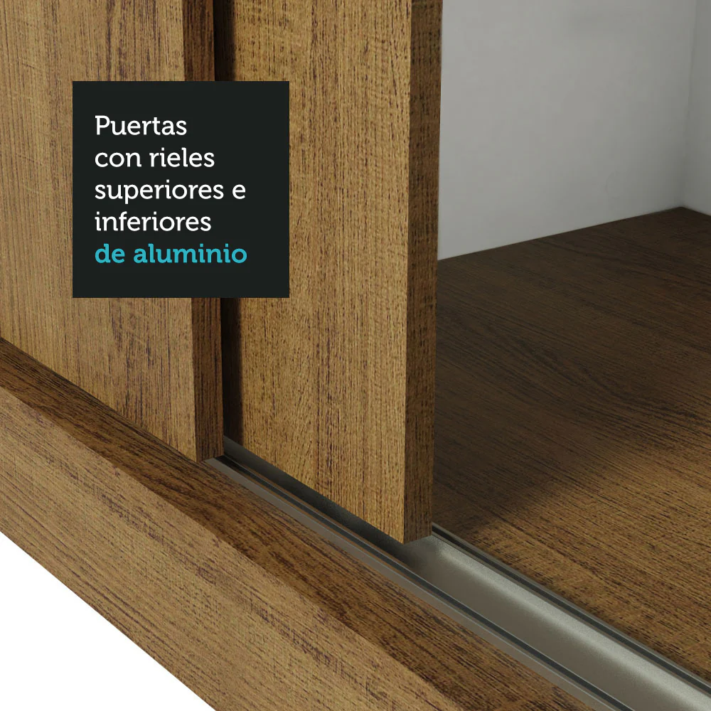 Placard Matrimonial Lyon Plus 3 Puertas Corredizas de Espejo 4 Cajones Marrón - Image 8