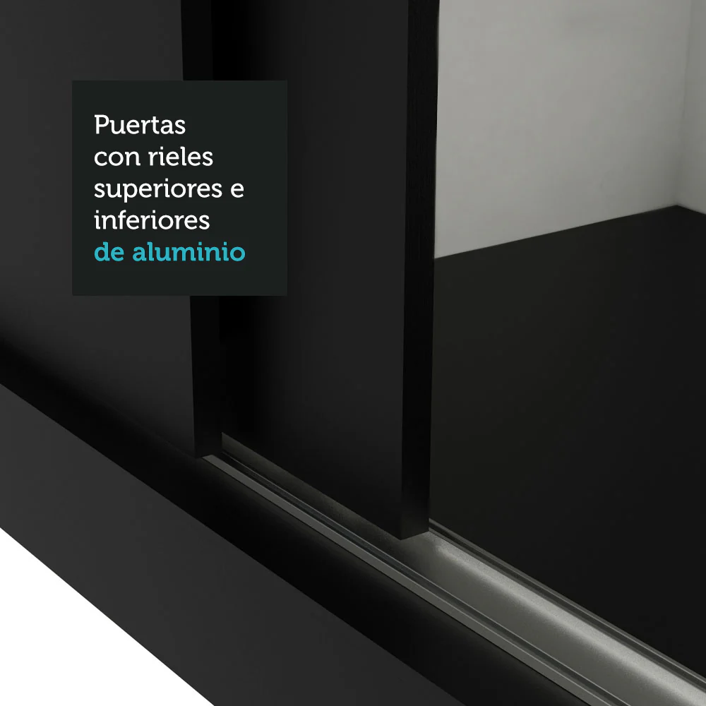 Placard Matrimonial Monaco 3 Puertas Corredizas 1 con Espejo Negro - Image 8