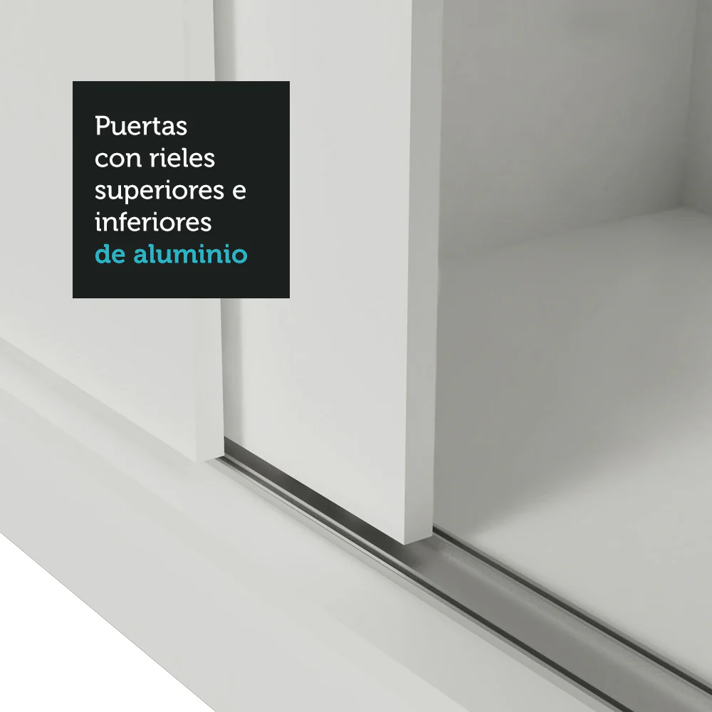 Placard Matrimonial Monaco 3 Puertas Corredizas 2 con Espejo - Blanco - Image 8