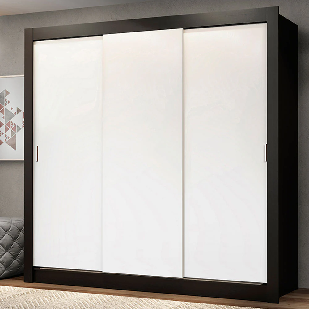 Placard Matrimonial Monaco 3 Puertas Corredizas Negro/Blanco