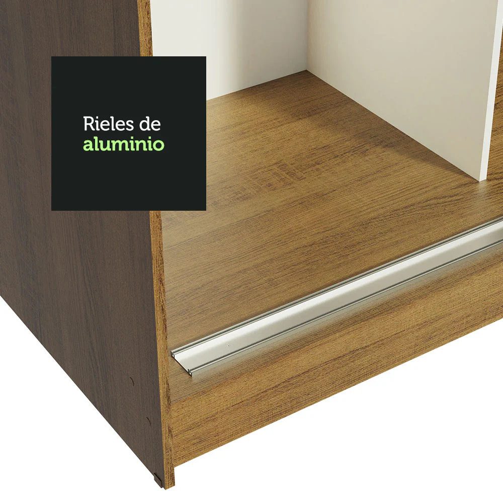 Placard Matrimonial Reno 3 Puertas Corredizas 2 con Espejo - Marrón/Blanco - Image 8