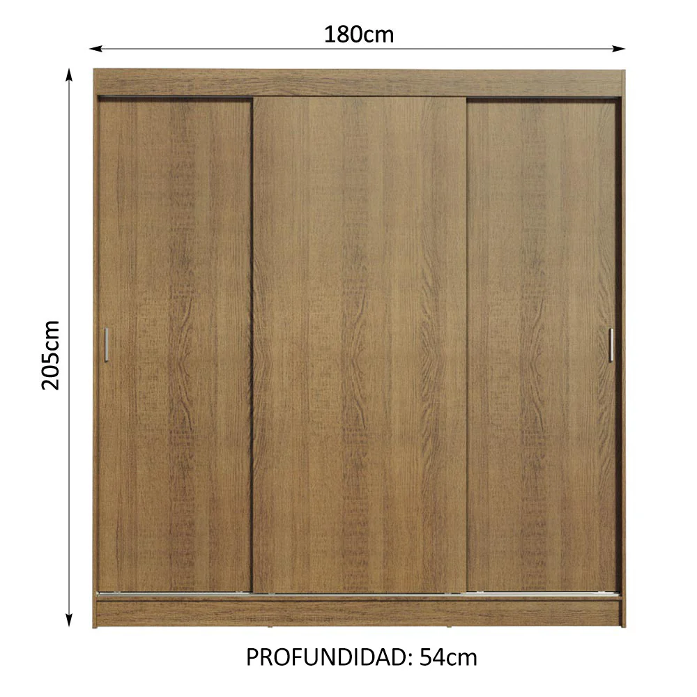 Placard Matrimonial Reno 3 Puertas Corredizas - Marrón - Image 2