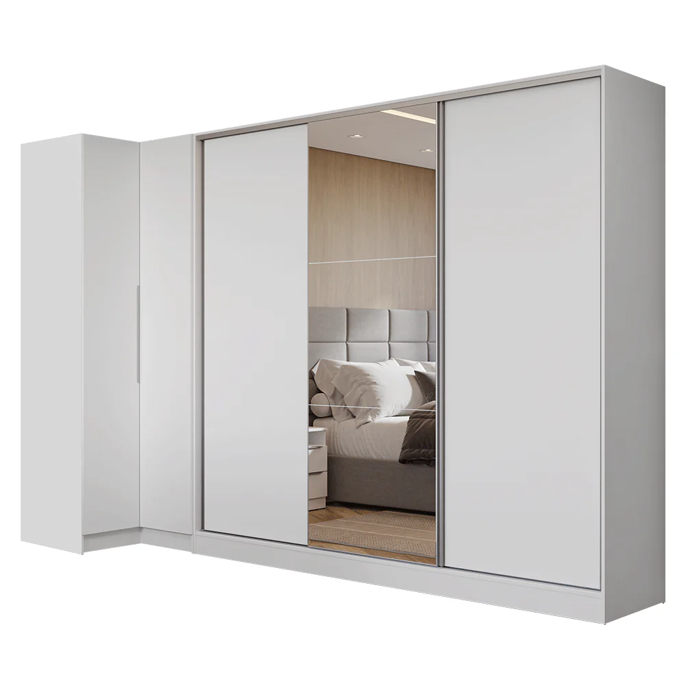 Placard Modulado Neo + Placard Royale Matrimonial 3 Puertas Corredizas con Espejo Blanco - Image 3
