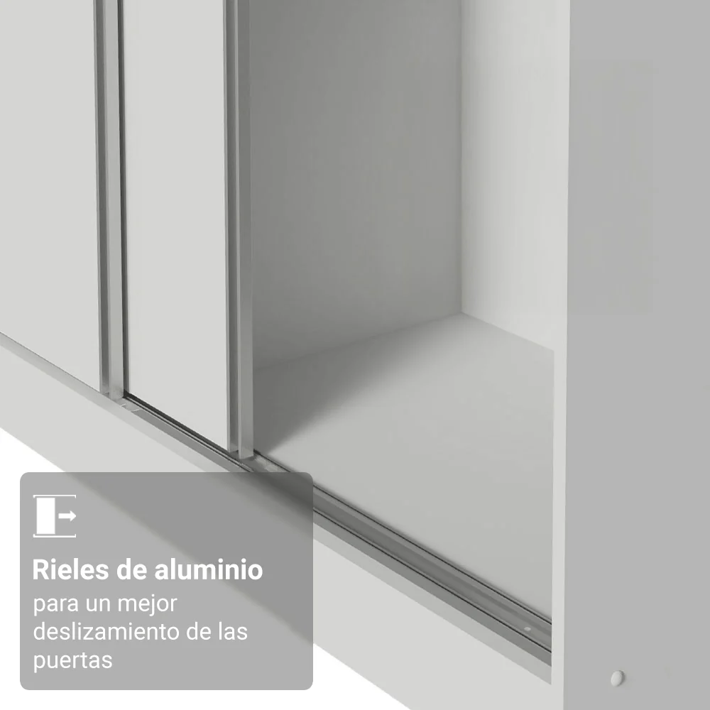 Placard Modulado Neo + Placard Royale Matrimonial 3 Puertas Corredizas con Espejo Blanco - Image 7
