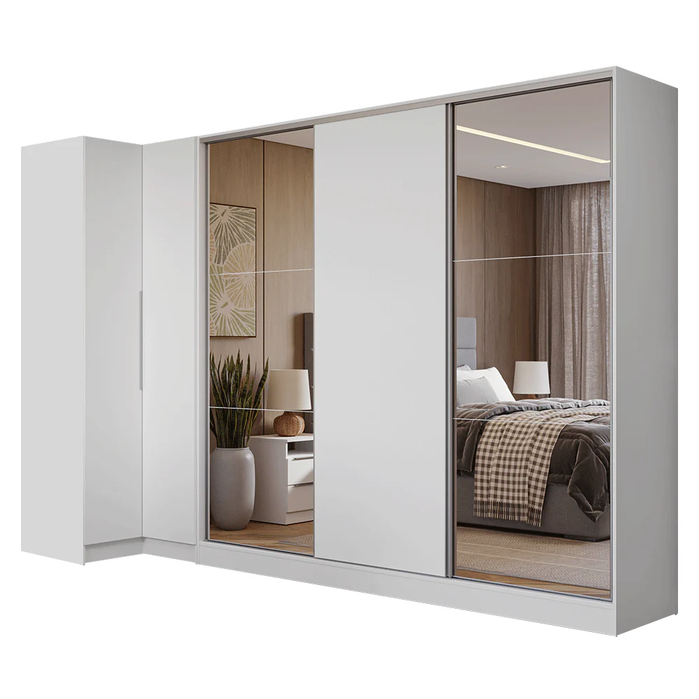 Placard Modulado Neo + Placard Royale Matrimonial 3 Puertas Corredizas con Espejos Blanco - Image 3