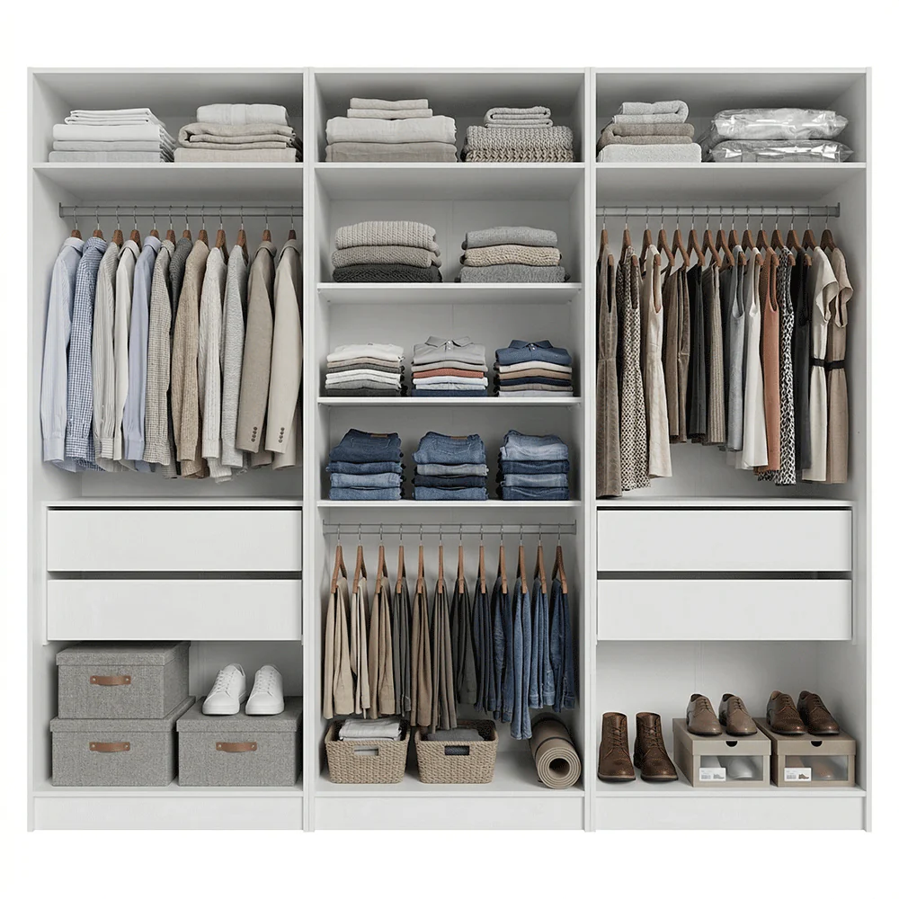 Placard Modular 240 cm 6 Puertas 4 Cajones Blanco Neo Madesa 01 - Image 5