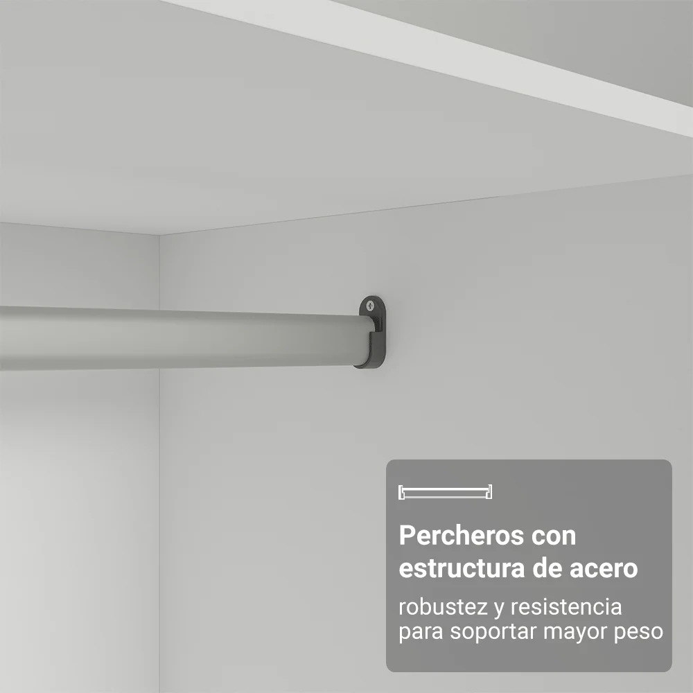 Placard Modular 240 cm 6 Puertas con Espejos 6 Cajones Blanco Neo Madesa 04 - Image 9
