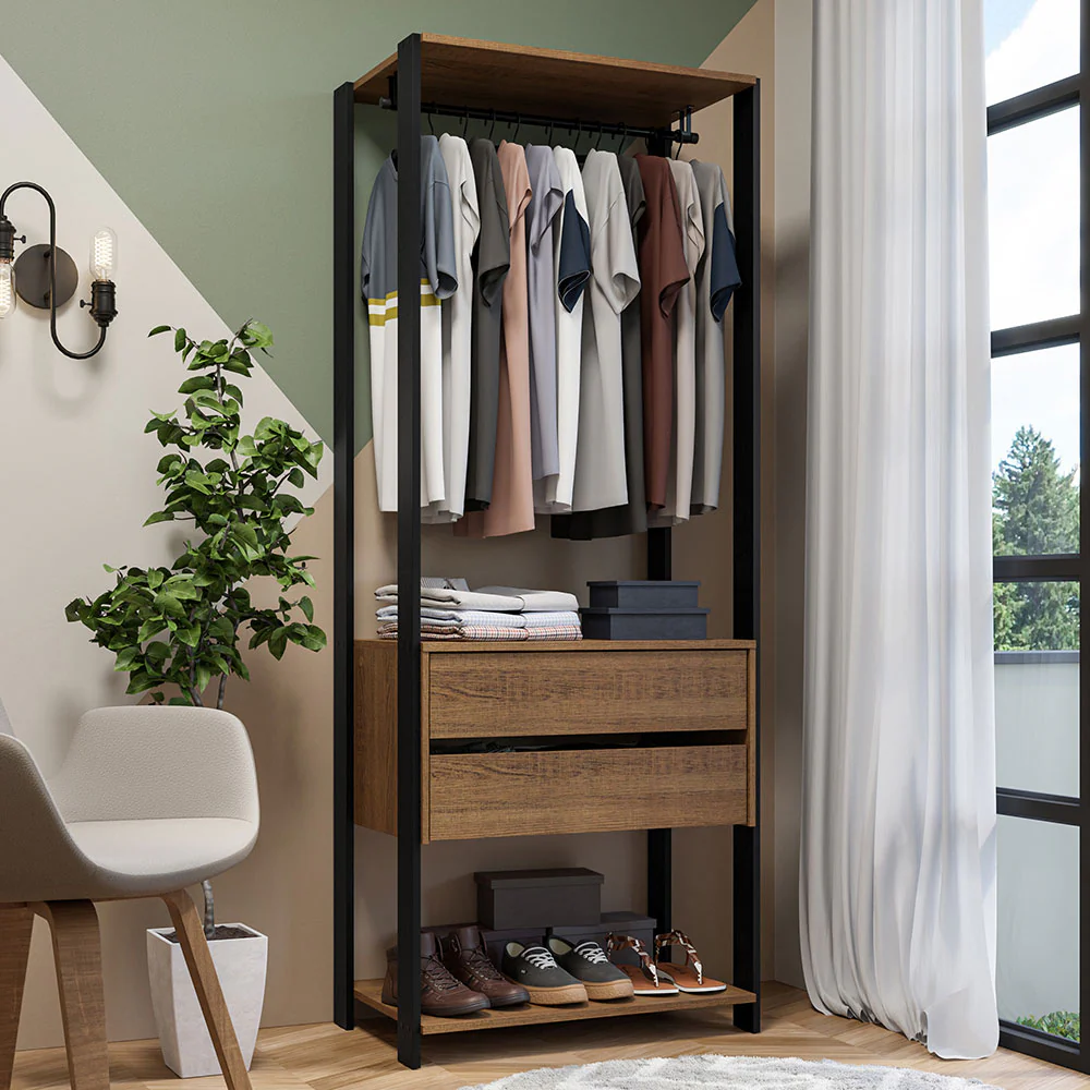 Placard Modular Valencia 2 Cajones 70cm Marrón/Negro