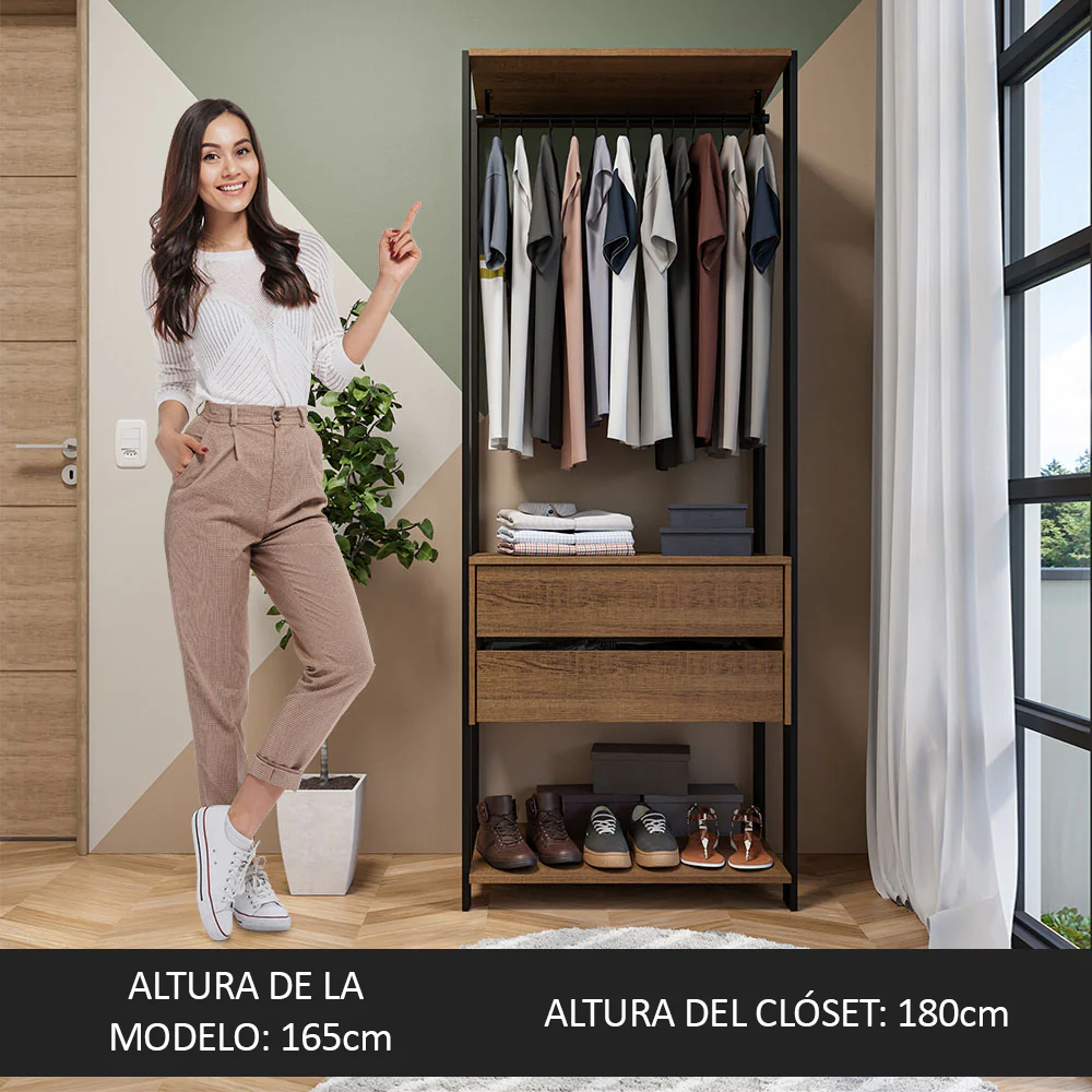 Placard Modular Valencia 2 Cajones 70cm Marrón/Negro - Image 4