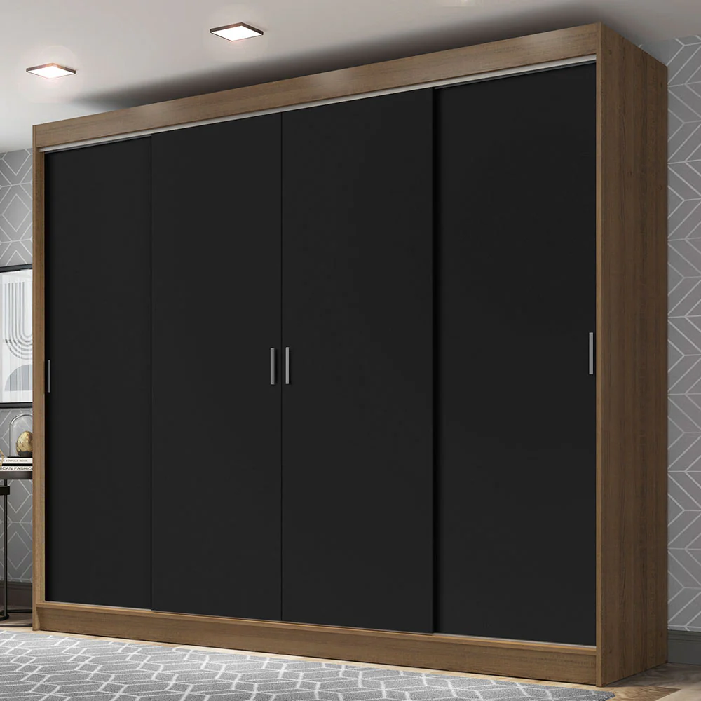 Placard Ropero Matrimonial Madesa Austin 4 Puertas Corredizas 3 Cajones Marrón/Negro
