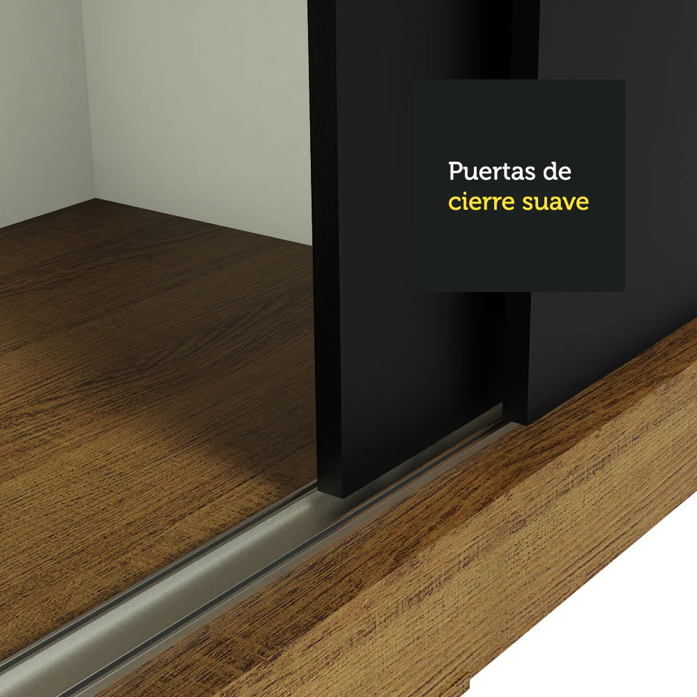Placard Ropero Matrimonial Madesa Austin 4 Puertas Corredizas 3 Cajones Marrón/Negro - Image 8