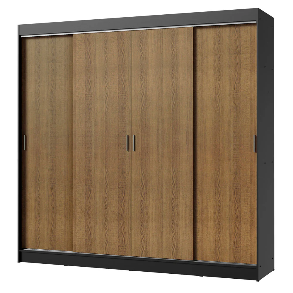 Placard Ropero Matrimonial Madesa Austin 4 Puertas Corredizas 3 Cajones Negro/Marrón - Image 3