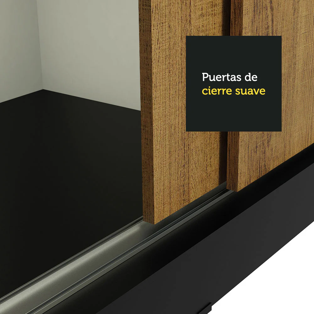 Placard Ropero Matrimonial Madesa Austin 4 Puertas Corredizas 3 Cajones Negro/Marrón - Image 8