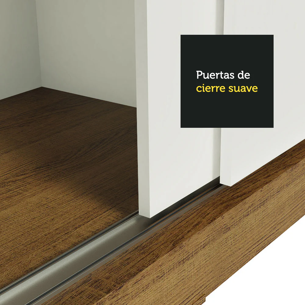 Placard Ropero Matrimonial Madesa Austin 4 Puertas Corredizas con Espejos 3 Cajones Marrón/Blanco - Image 8