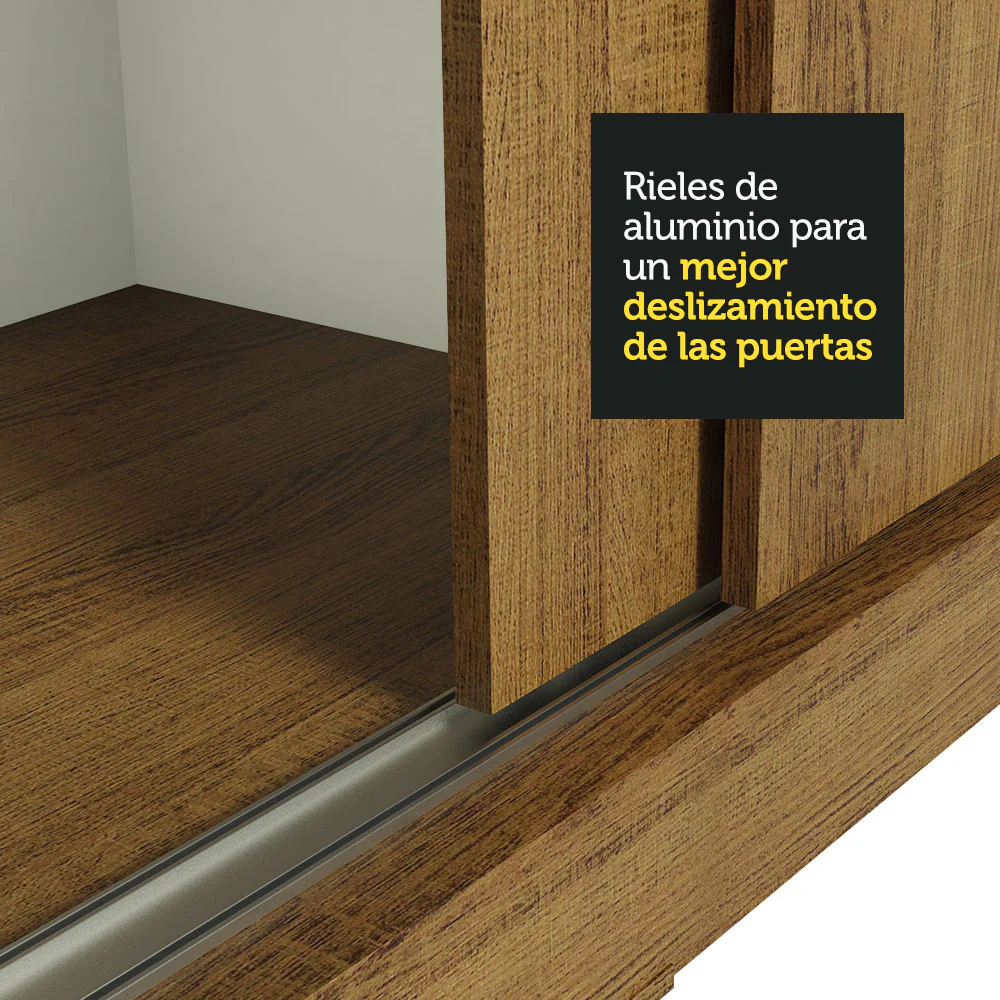 Placard Ropero Matrimonial Madesa Istambul 3 Puertas Corredizas con Espejo 3 Cajones Marrón - Image 9