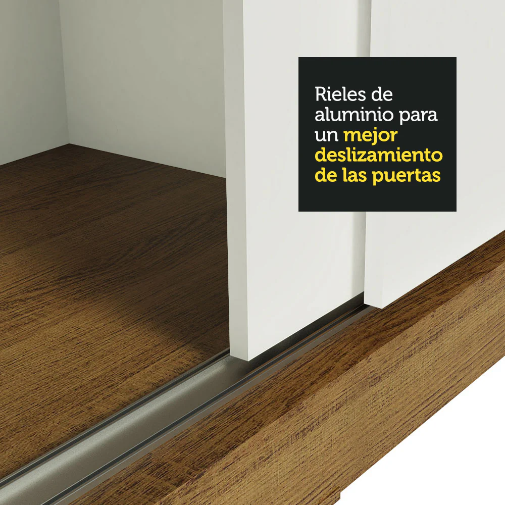 Placard Ropero Matrimonial Madesa Istambul 3 Puertas Corredizas con Espejos 3 Cajones Marrón/Blanco - Image 9