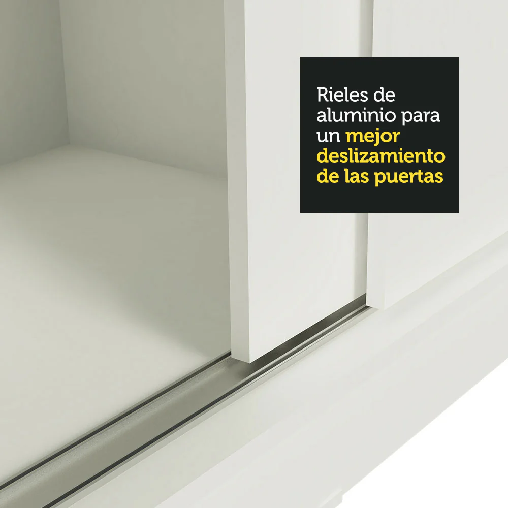 Placard Ropero Matrimonial Madesa Istambul 3 Puertas Corredizas de Espejo 3 Cajones Blanco - Image 9