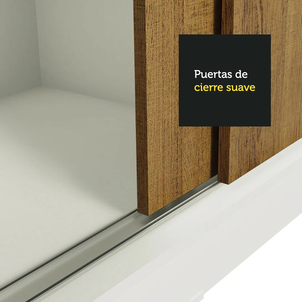 Placard Ropero Matrimonial Madesa Kansas 3 Puertas Corredizas 3 Cajones Blanco/Marrón - Image 8