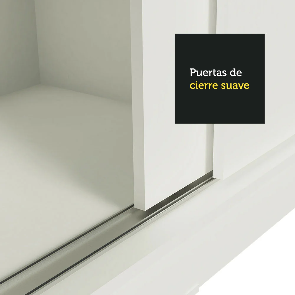 Placard Ropero Matrimonial Madesa Kansas 3 Puertas Corredizas con Espejo y 3 Cajones Blanco - Image 8