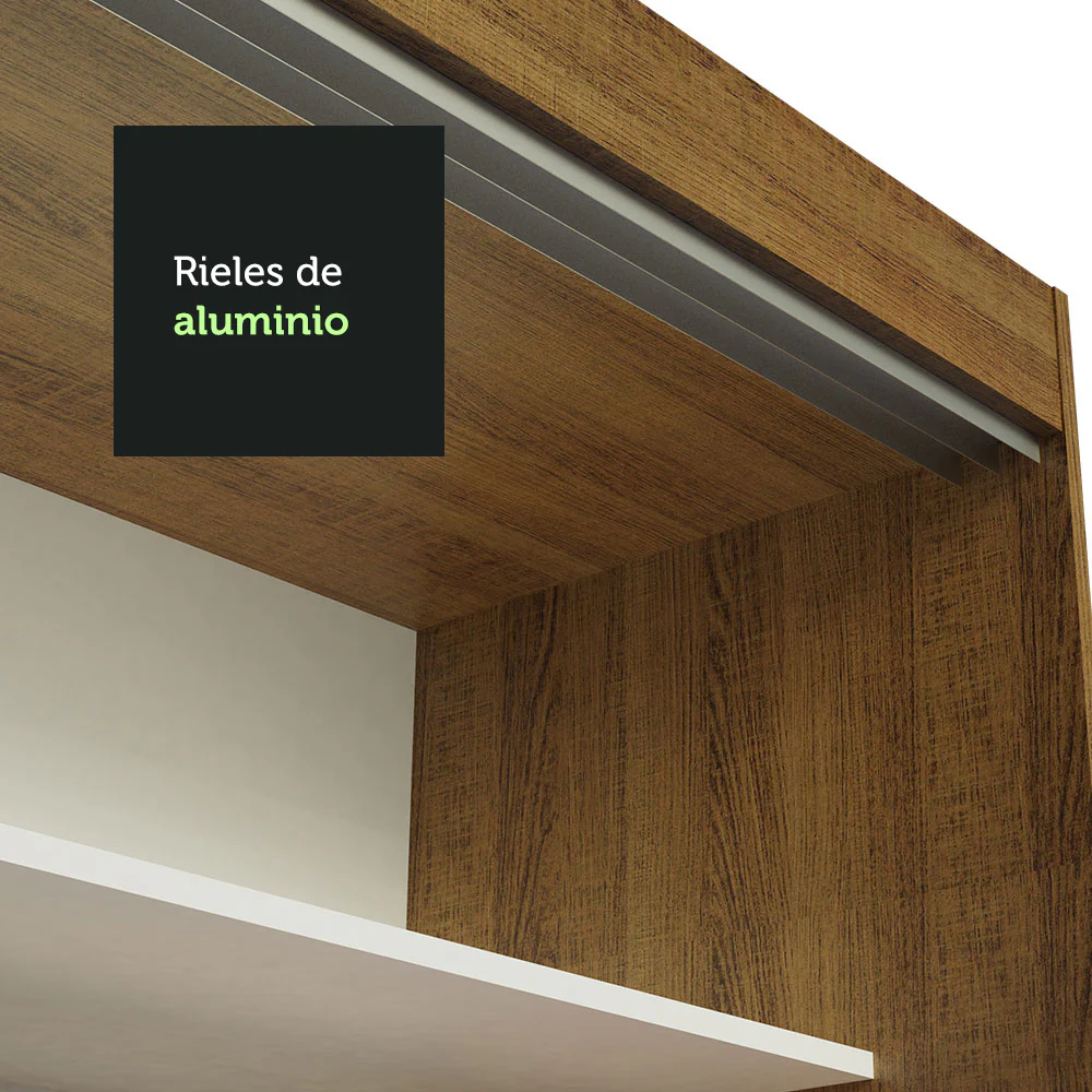 Placard Ropero Matrimonial Madesa Kansas 3 Puertas Corredizas de Espejo 3 Cajones Marrón - Image 9