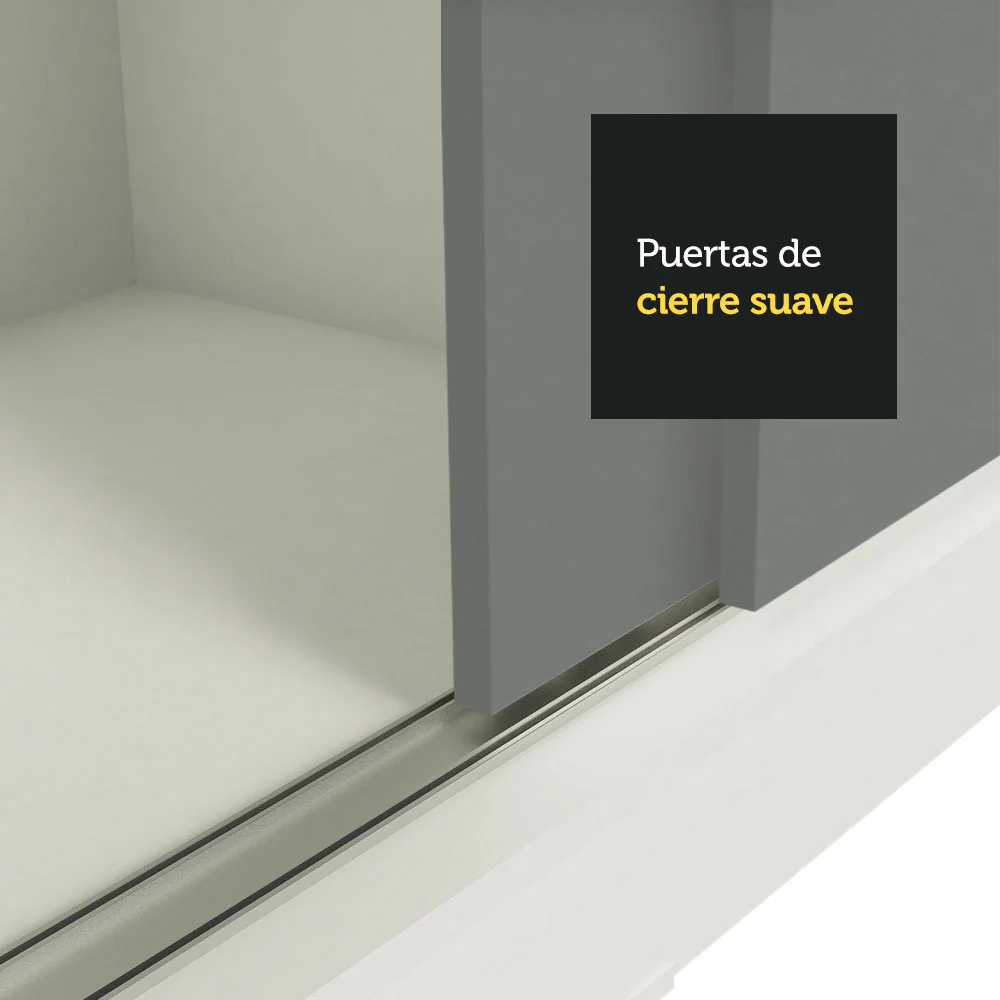 Placard Ropero Matrimonial Madesa Reno 3 Puertas Corredizas de Espejo Blanco/Gris - Image 7