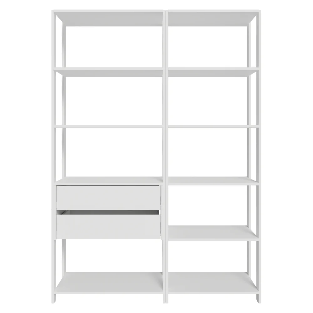 Placard Ropero Modulado 2 Cajones 9 Repisas 129 cm Blanco Valencia Madesa - Image 5