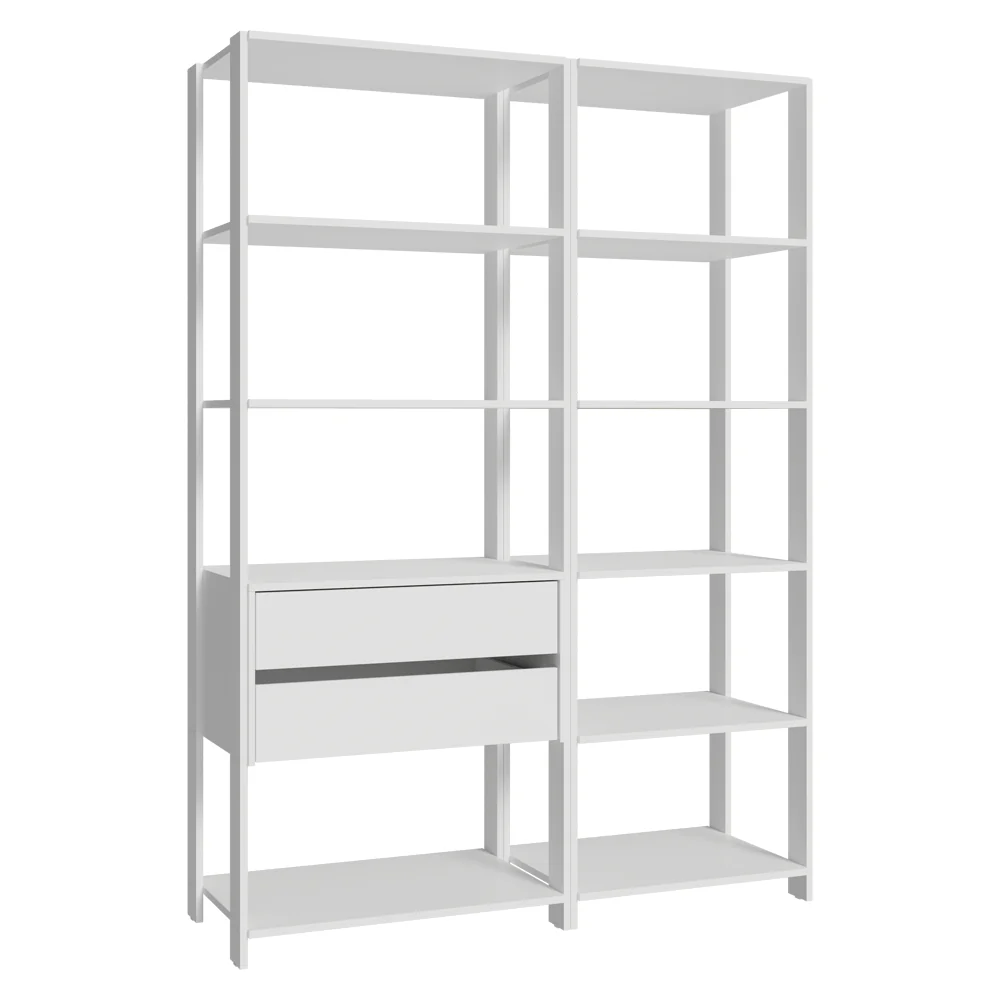 Placard Ropero Modulado 2 Cajones 9 Repisas 129 cm Blanco Valencia Madesa - Image 8