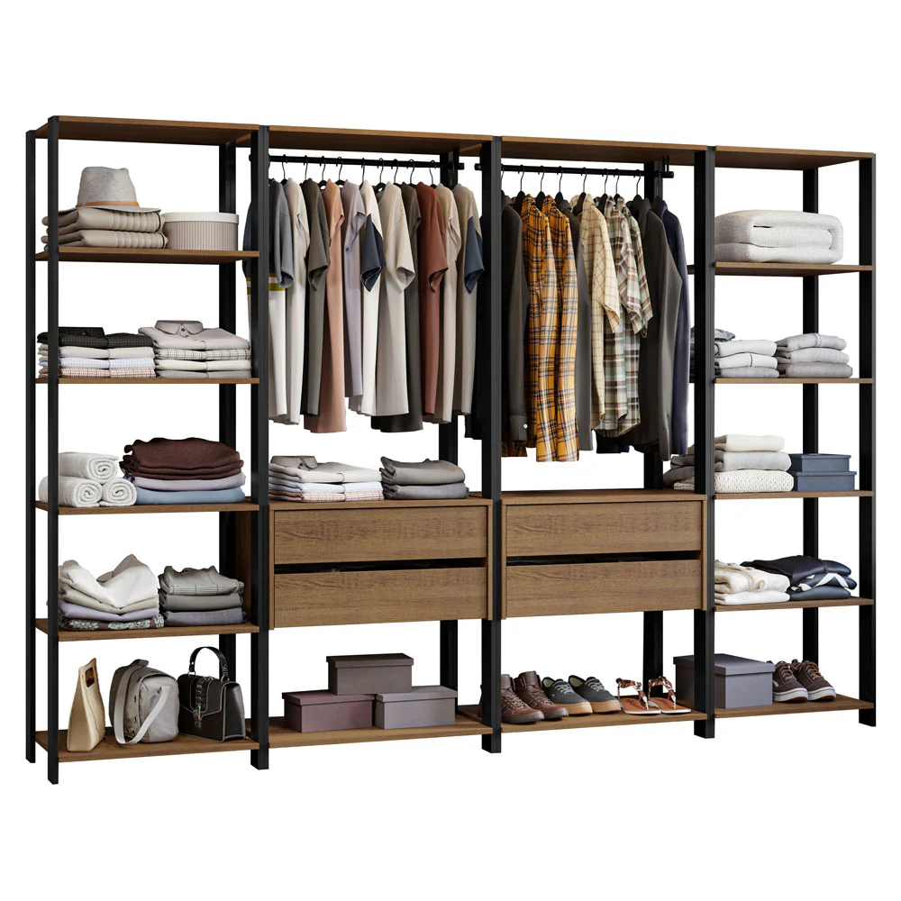 Placard Ropero Modulado Valencia 4 Cajones 258cm Marrón/Negro 01 - Image 3