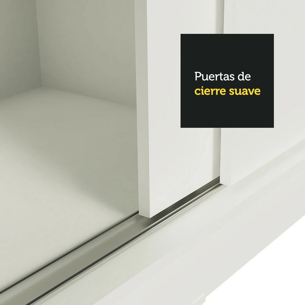 Placard Ropero Solteiro Madesa Tokio 2 Puertas Corredizas de Espejo 2 Cajones Blanco - Image 7