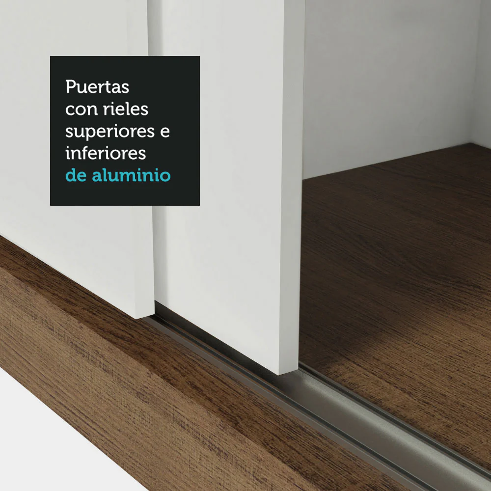 Placard Soltero 2 Puertas Corredizas 2 Cajones Marrón/Blanco Vivare - Image 9