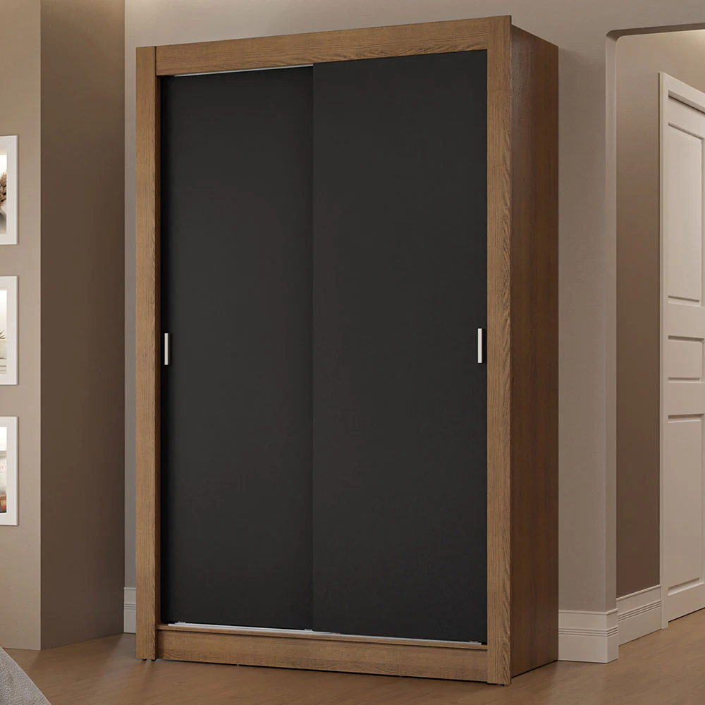 Placard Soltero 2 Puertas Corredizas 2 Cajones Marrón/Negro Vivare