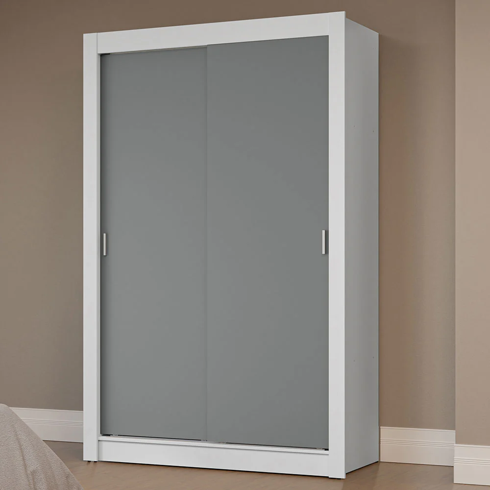 Placard Soltero 2 Puertas Corredizas Blanco/Gris Milano