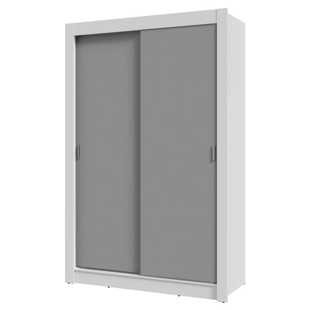 Placard Soltero 2 Puertas Corredizas Blanco/Gris Milano - Image 3