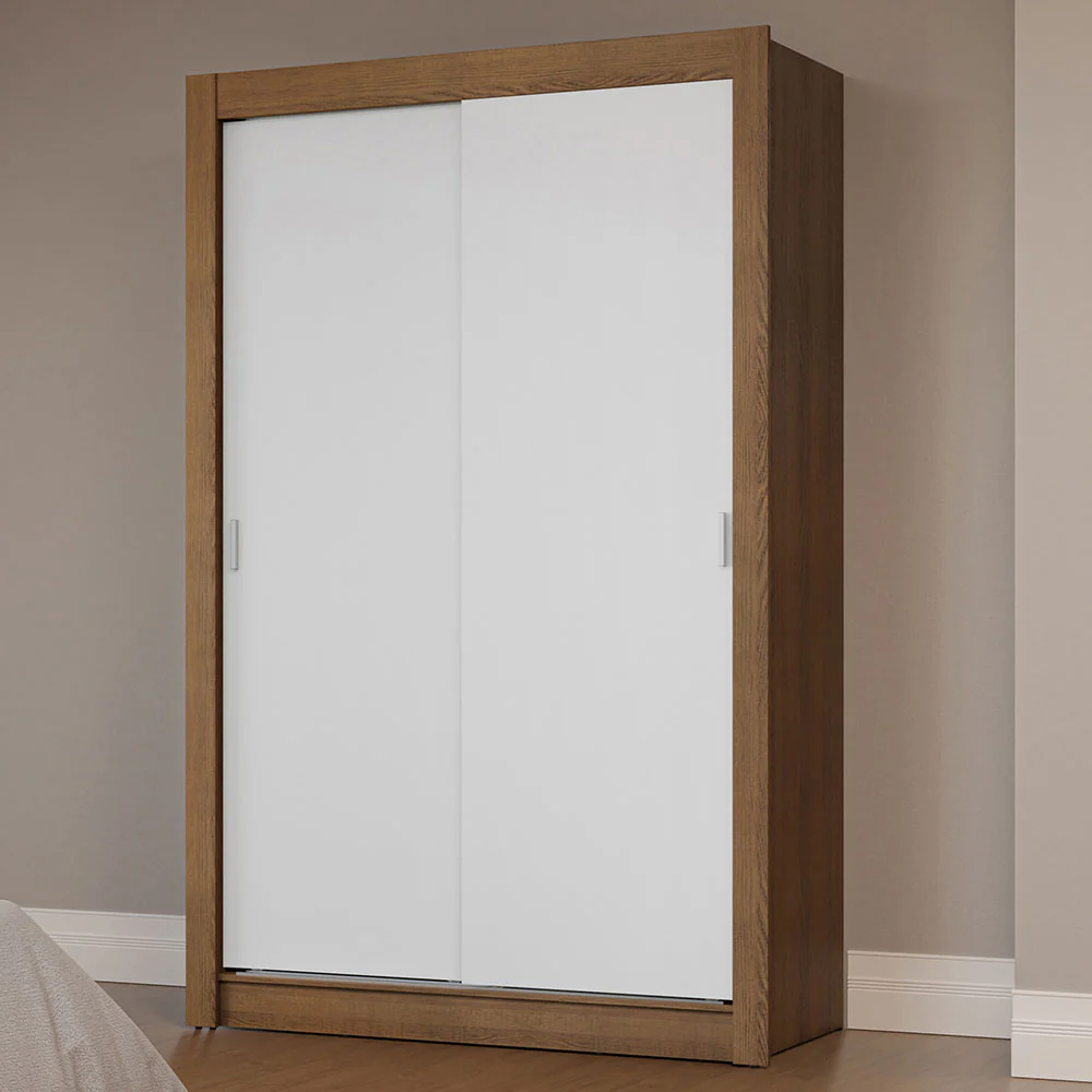 Placard Soltero 2 Puertas Corredizas Marrón/Blanco Milano