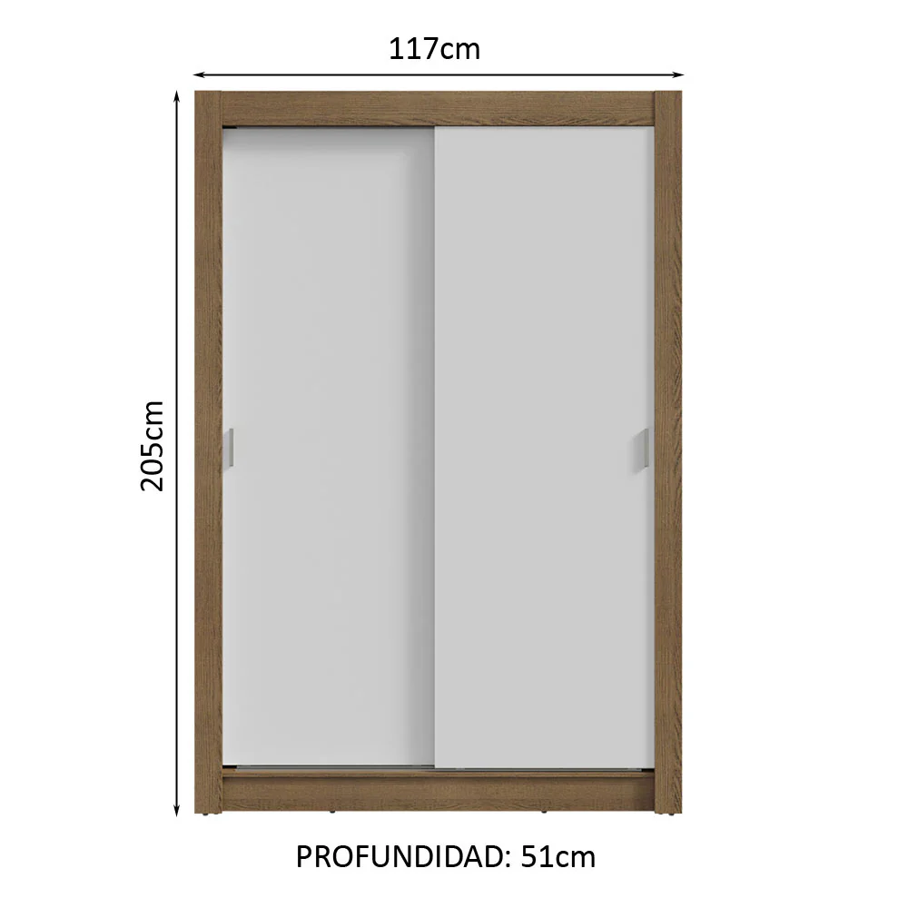 Placard Soltero 2 Puertas Corredizas Marrón/Blanco Milano - Image 2