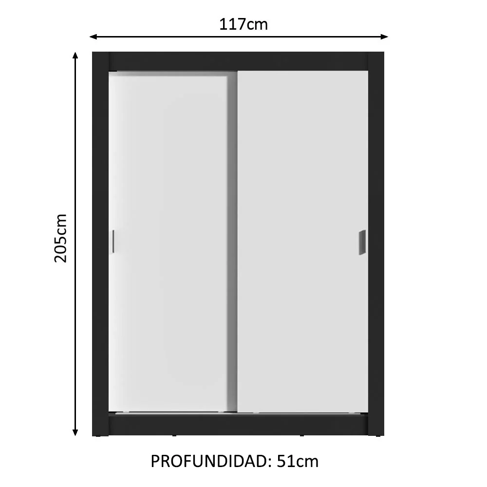 Placard Soltero Dallas 2 Puertas Corredizas 2 Cajones Negro/Blanco - Image 2