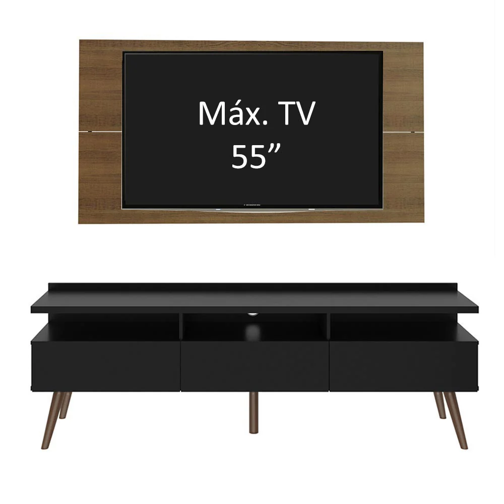Rack con Panel de TV London hasta 55 pulgadas, Marrón/Negro - Image 4