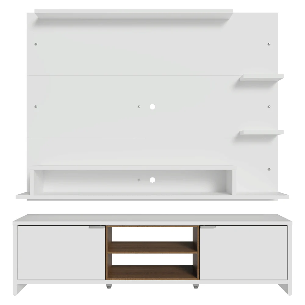 Rack con Panel para TV hasta 60 Pulgadas 180 cm Blanco/Marrón Metz Madesa - Image 10