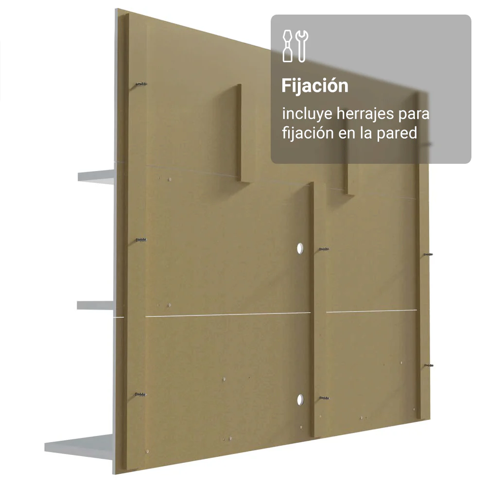 Rack con Panel para TV hasta 60 Pulgadas 180 cm Blanco/Marrón Metz Madesa - Image 7